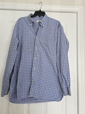 Alan Paine Light Blue Checked Button-Down Dress Shirt - Men Size XL {Box10}